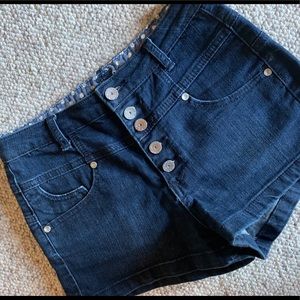 High waisted button up shorts